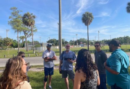 The team engaged with City of Tampa staff to share residents’ concerns related to potential tree canopy locations. (Photo courtesy of Rebecca Zarger)