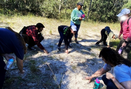 Participants at the USF Forest Preserve during Dr. Jarod Roselló and Dr. Alexandra Panos’ workshop. (Photo courtesy of Dr. Jarod Roselló)