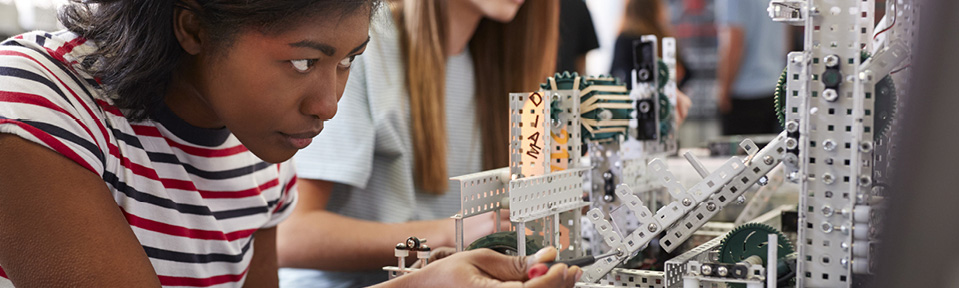 Student working on an engineering project.