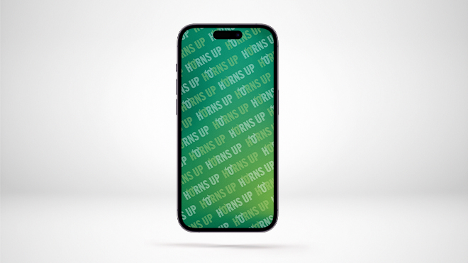 a mobile phone with the horns up graphic pattern