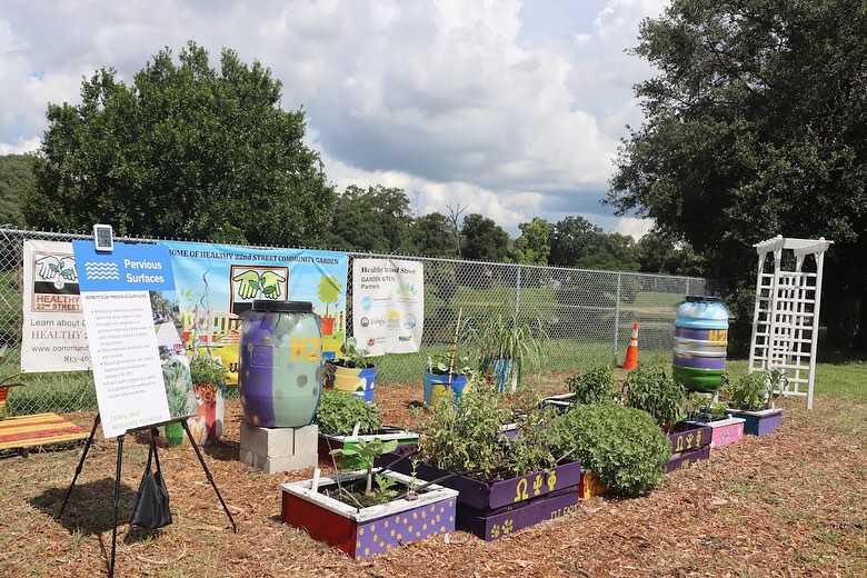 Colorful garden beds.