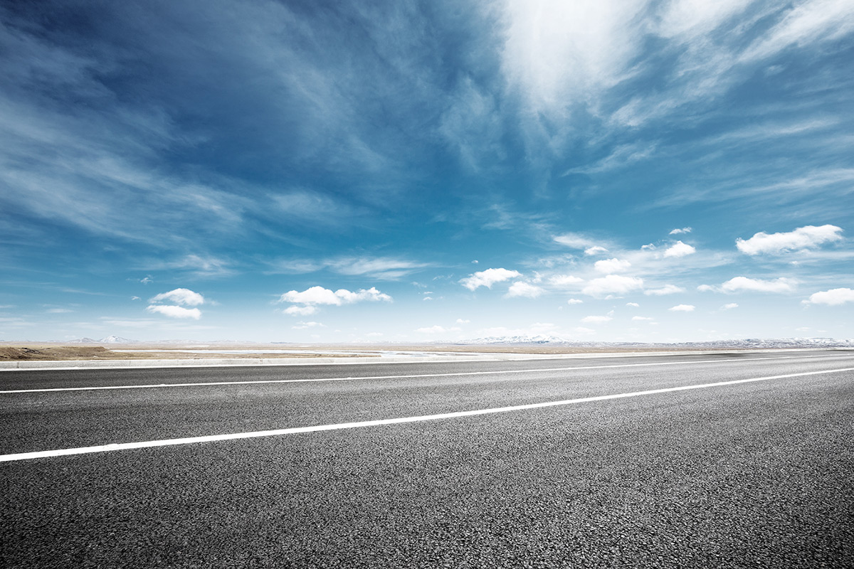 open road with blue sky