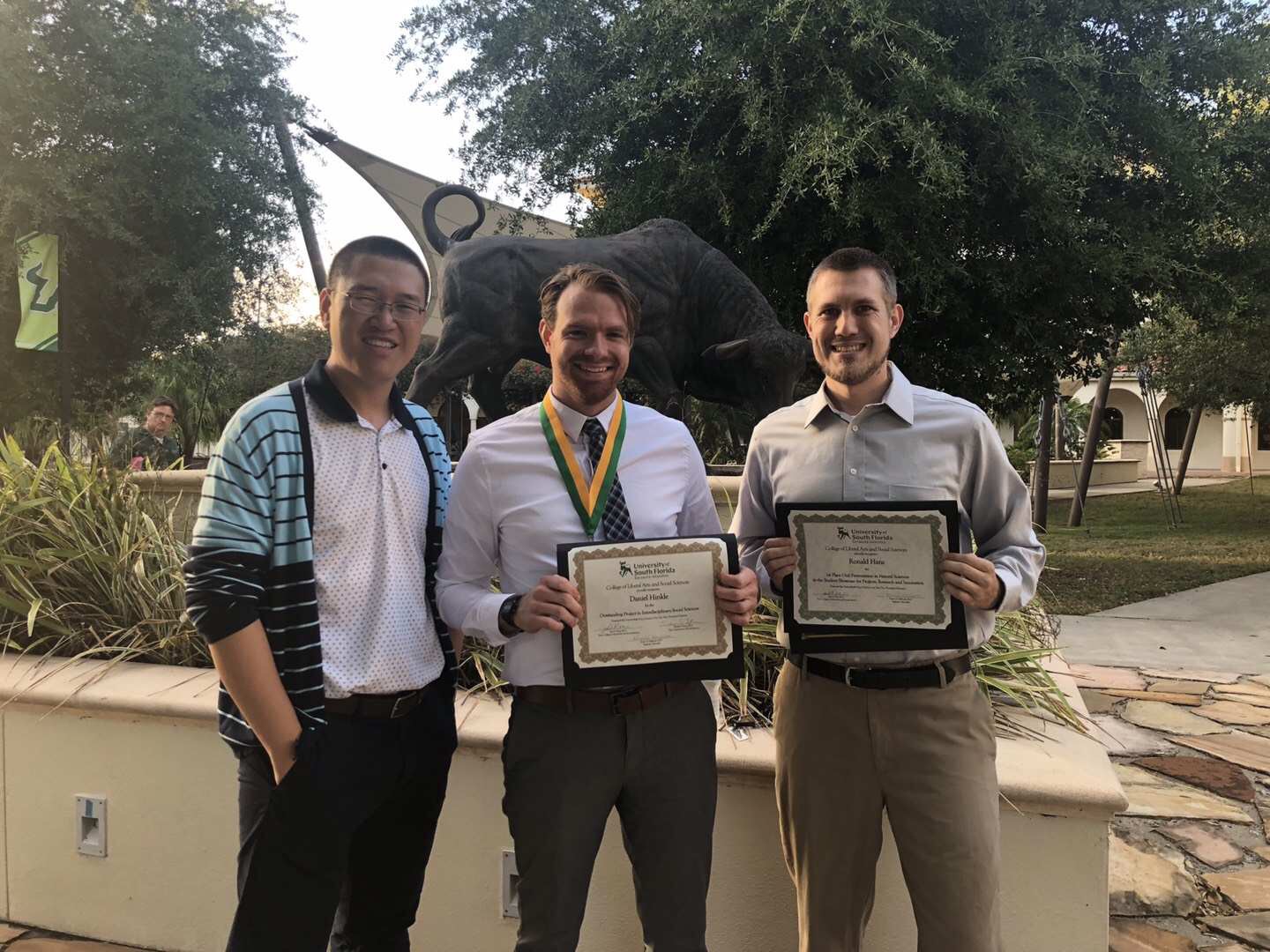 Dr. Feng hao (left) with Daniel Hinkle (middle) and Ron Hans (right)