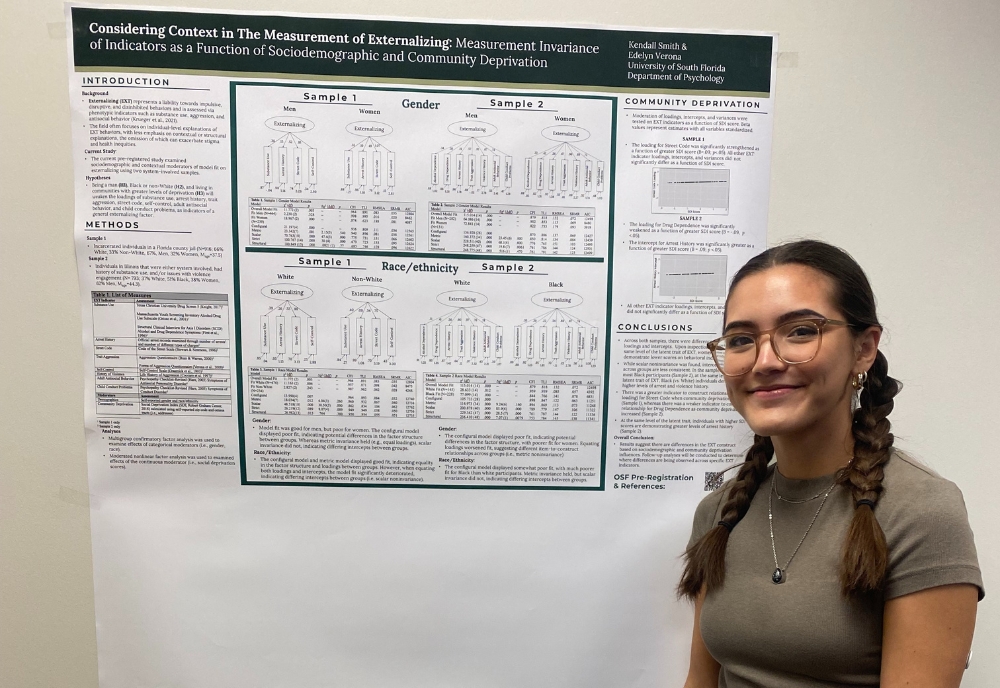 Kendall Smith standing in front of her research poster