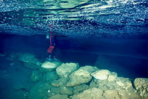 underwater bridge remains