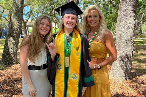 Taylor will officially graduate in summer 2024, but attended the spring 2024 ceremony in Tampa where she celebrated with her family.