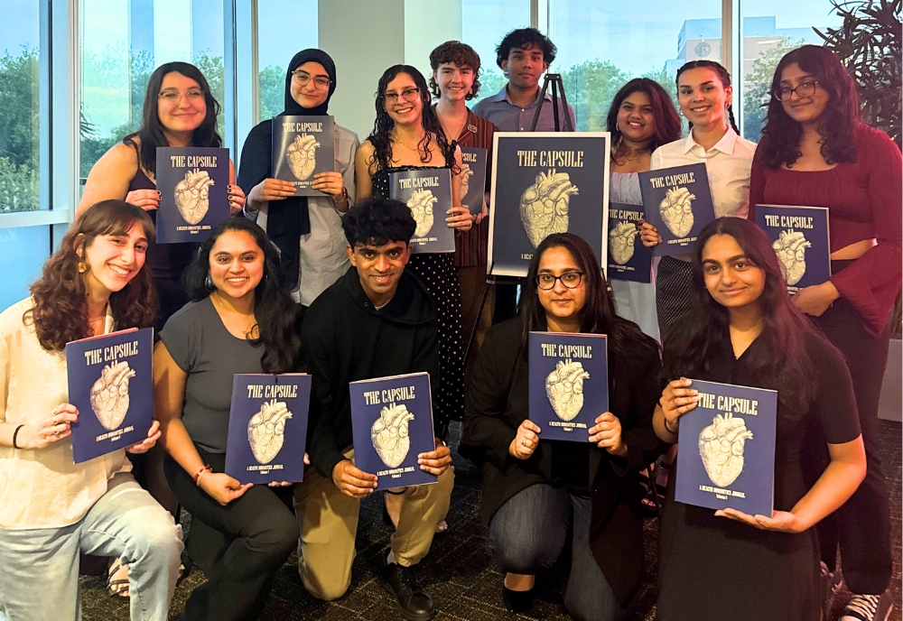 Student contributors of “The Capsule” celebrated its first-ever volume release in spring 2024. (Photo courtesy of Serena Bhaskar)