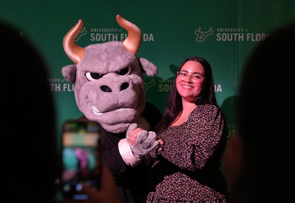 Rocky the Bull made an appearance at the Student Success’ Celebration of Leadership award ceremony. (Photo courtesy of Student Success at USF)