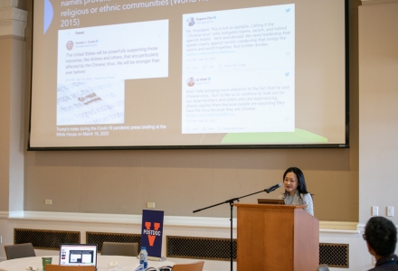 Dr. Miyoung Chong presenting her research at the University of Virginia's Postdoctoral Research Symposium. (Photo courtesy of Miyoung Chong)