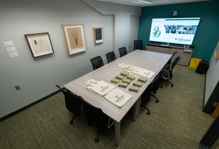 The Humanities Institute’s newly renovated conference room, available to all CAS Departments. (Photo by Corey Lepak)