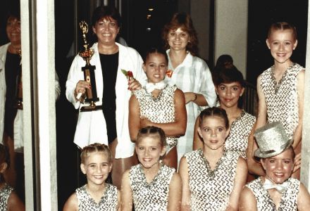 Bowman’s mother (left) holds a trophy for the winning ensemble group from Hoctor’s Dance Convention in the early 1980s. (Photo courtesy of Meghan Bowman)