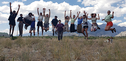 Geophysics Field Camp students celebrate the successful completion of camp. (Photo courtesy of Angelika Hart)