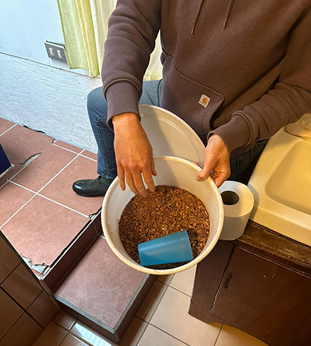 Wood shavings used in composting toilets. (Photo courtesy of Dr. Nancy Romero-Daza)