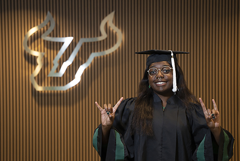 Boykin graduated with her undergraduate degree in communication in August and is returning this fall to begin her master’s degree in counselor education. (Photo by Corey Lepak)