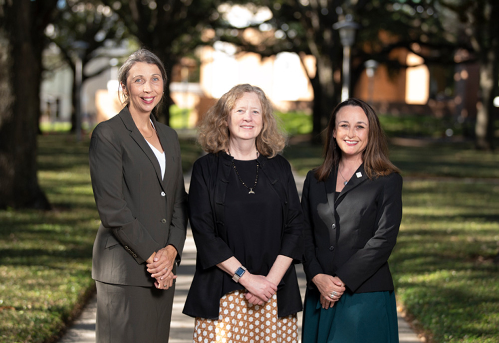 From left: Lauren Arrington, chair of the Department of English and principal investigator for the grant; Elizabeth Spiller, dean of the College of Arts and Sciences; and Addye Buckley-Burnell, associate vice president and executive director of the Center for Career and Professional Development and co-principal investigator of the grant.