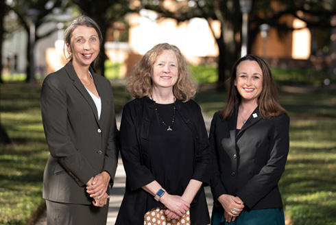 From left: Lauren Arrington, chair of the Department of English and principal investigator for the grant; Elizabeth Spiller, dean of the College of Arts and Sciences; and Addye Buckley-Burnell, associate vice president and executive director of the Center for Career and Professional Development and co-principal investigator of the grant.