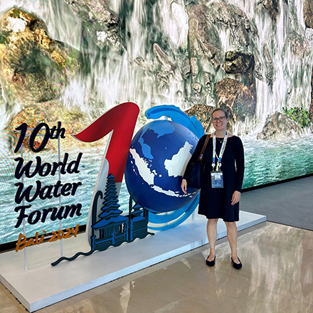 Heather O’Leary representing USF in Bali at the 10th World Water Forum, the largest international gathering in the water sector. (Photo courtesy of Heather O’Leary, PhD)