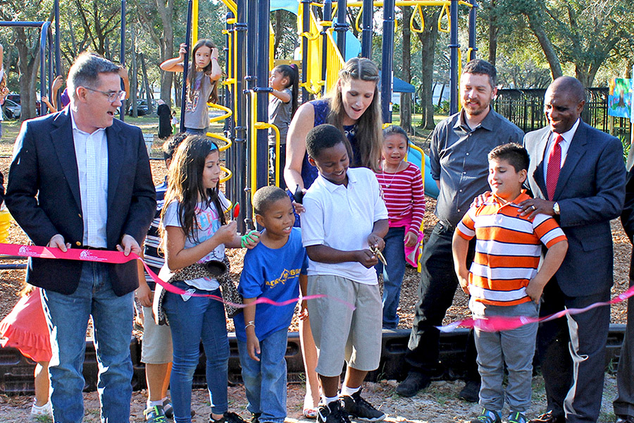 ribbon cutting at new park