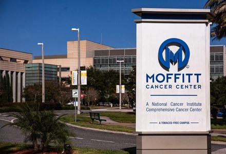Moffitt Cancer Center building and sign