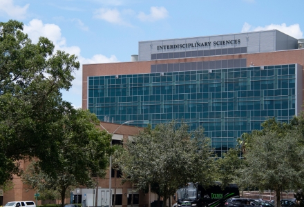 The Department of Molecular Biosciences is largely housed in the Interdisciplinary Sciences (ISA) and Bio-Sciences (BSF) buildings at USF. The department also has faculty housed Interdisciplinary Research Building (IDRB). (Photo by Corey Lepak)