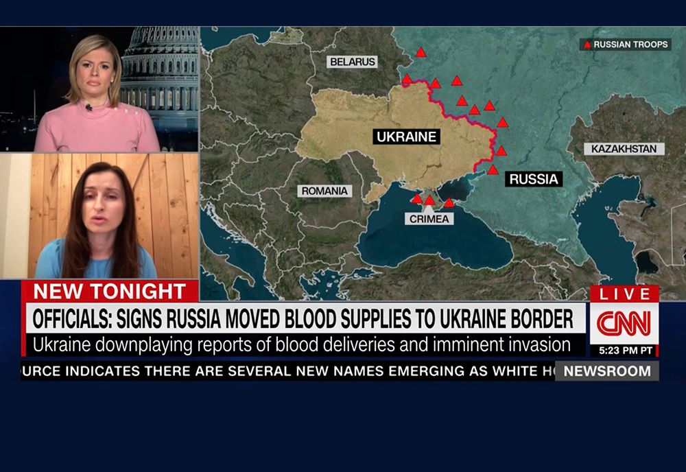 screenshot of Tatsiana Kulakevich's CNN appearance