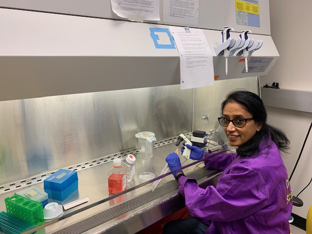 Dr. Sridhar in her lab
