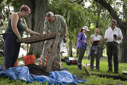 USF archaeology students work in the field