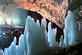 Cărișoara Ice Cave's formations and underground glaciers