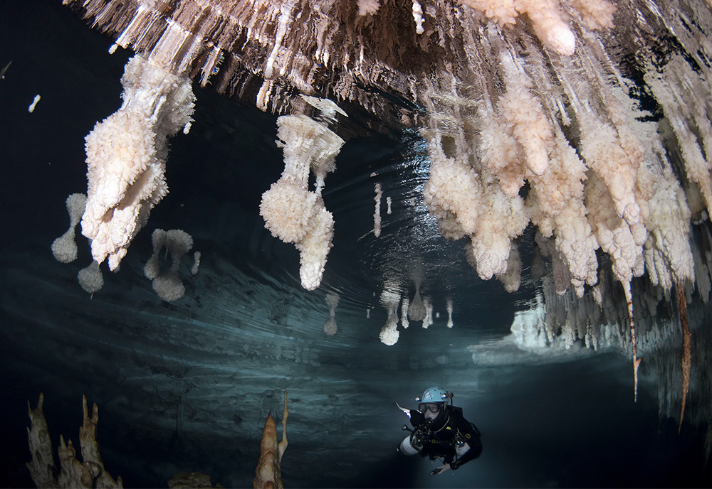 Professional divers assisted researchers by searching for mineral overgrowths in Mallorca, Spain cave systems.