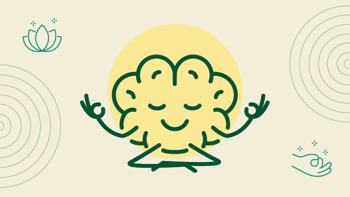 illustration of brain meditating