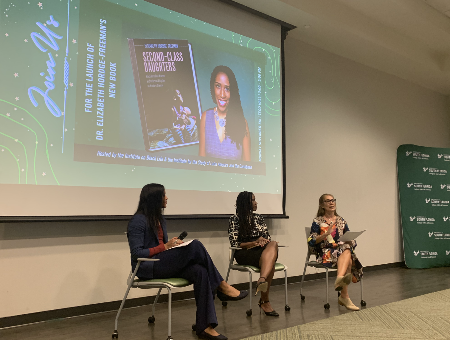 Dr. Elizabeth Hordge-Freeman's book launch for Second Class Daughters. Dr. Beatriz Padilla also pictured.