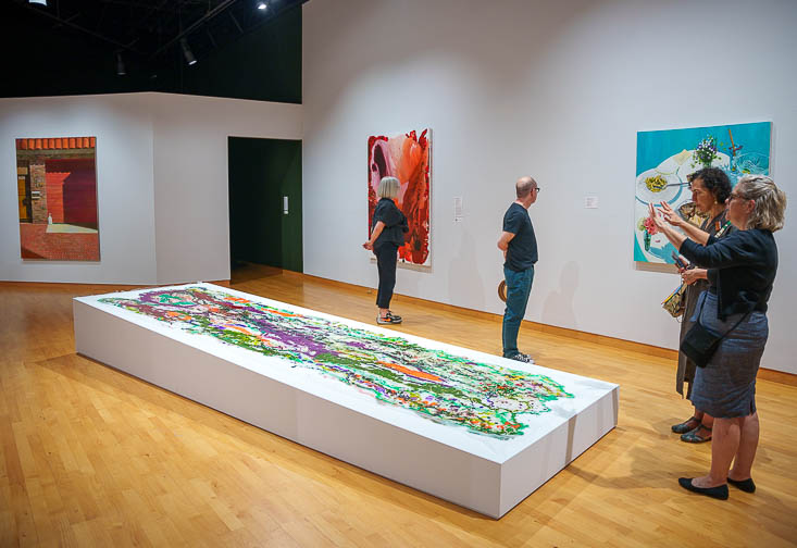 Visitors to the USF Contemporary Art Museum view Elisabeth Condon's work "Archipelago." Photography by Bryce Womeldurf