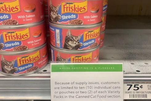 Another pandemic shortage: Cat food. Photo SUE CARLTON/Times.