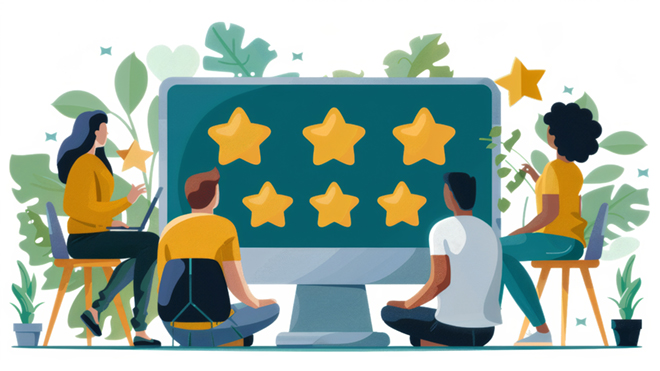 graphic with stars about online reviews