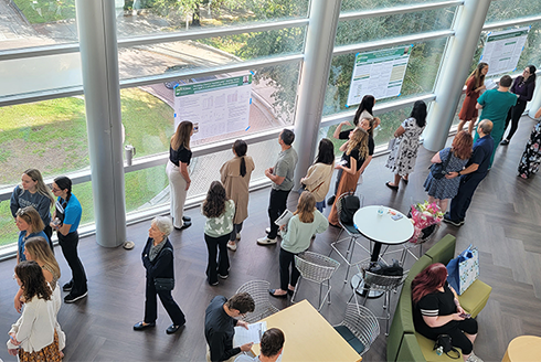 aerial view of audiology faculty and students 