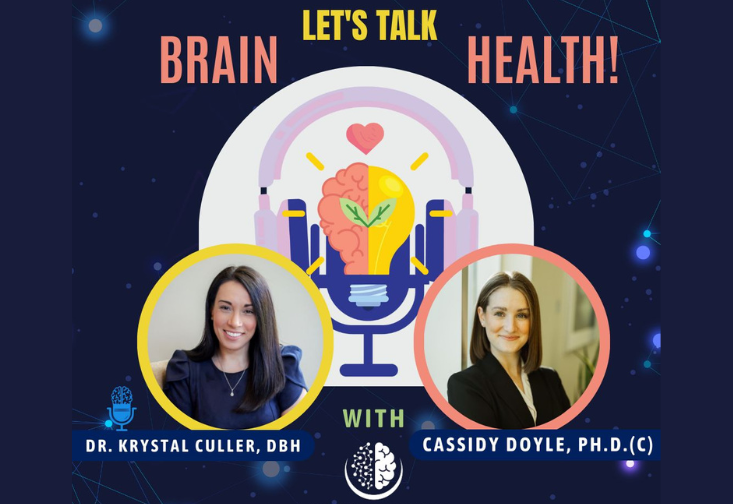 Let's Talk Brain Health! podcast art with headshots of Cassidy Doyle and Krystal Culler