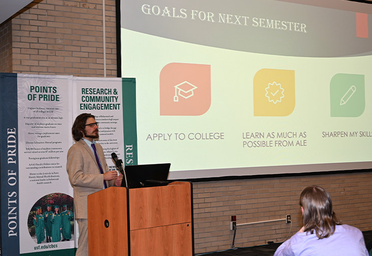 A LAUNCH Academy student shares his presentation