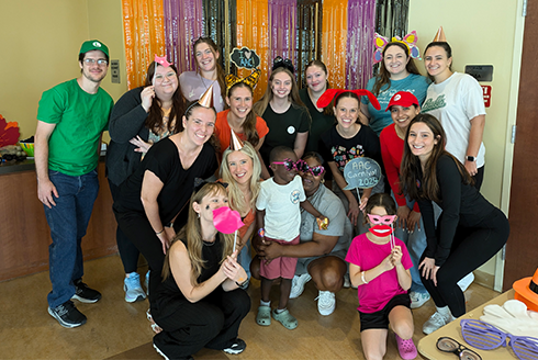 SLP student volunteers and carnival attendees