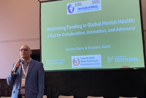 Jerome Galea in front of a screen