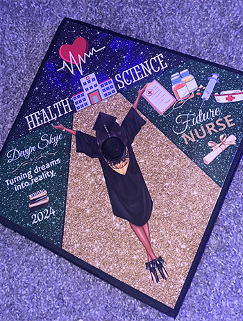 Health Science grad cap - 2nd Place - Devyn Sanders