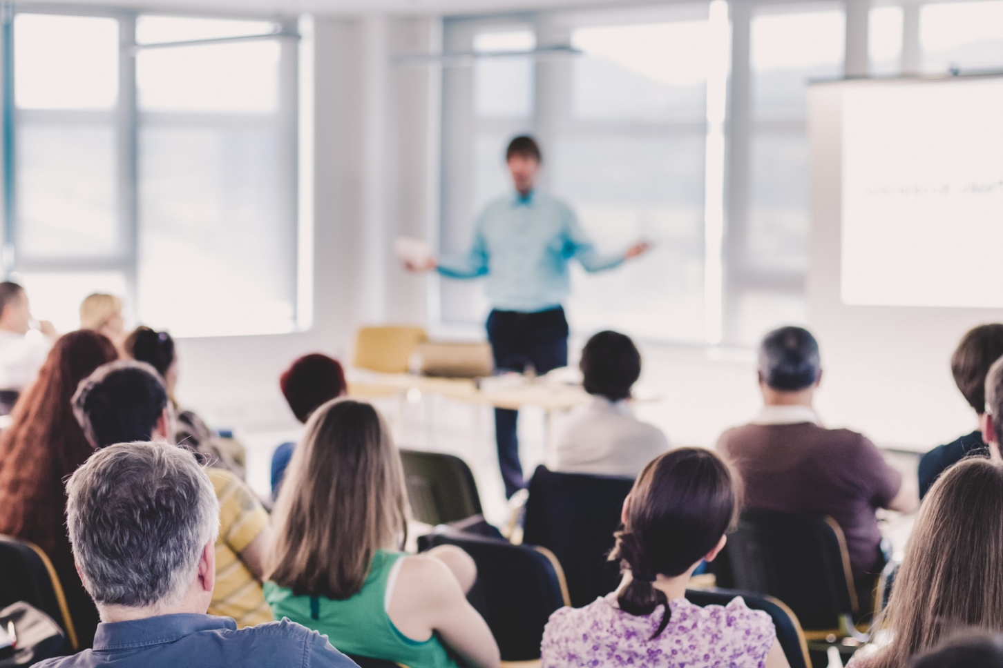 A group training led by a professional speaker