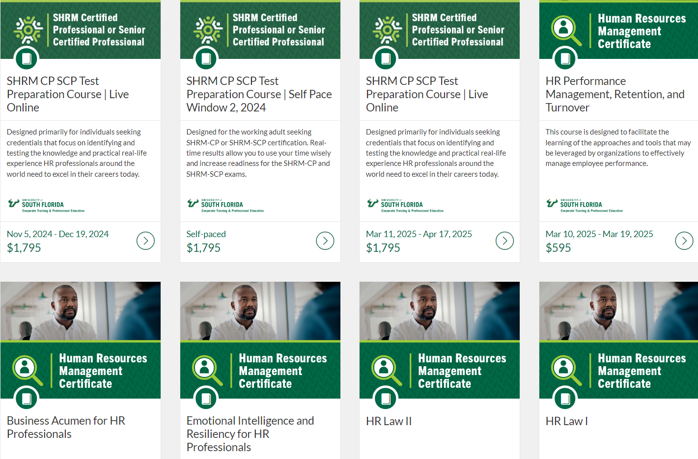 Snapshot of the HR course catalog