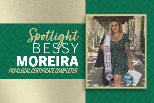 bessy moreira stands with cap and gown