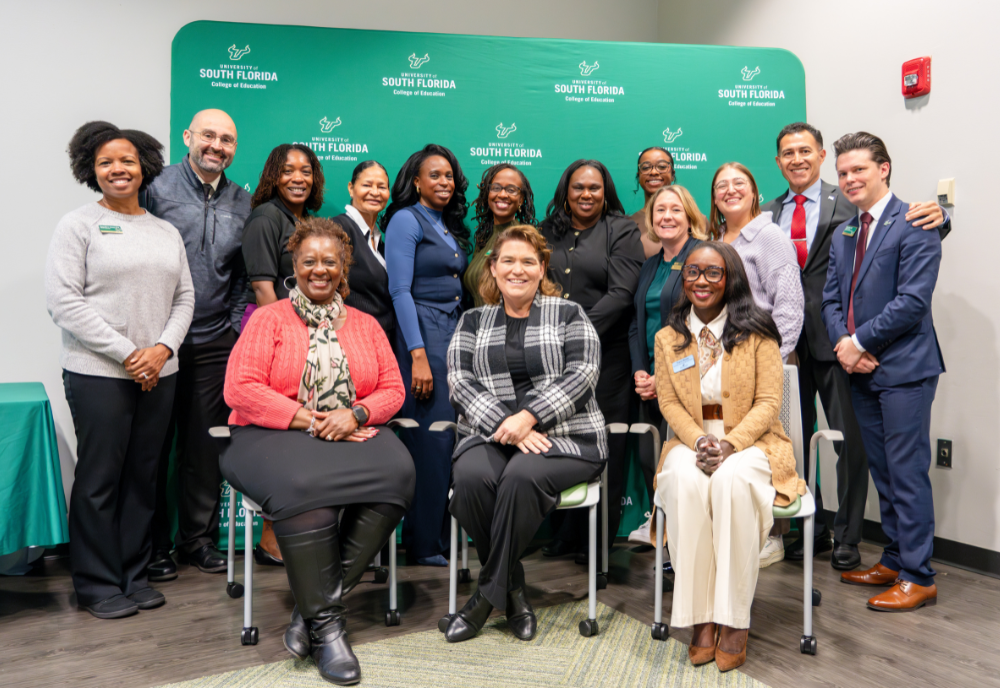 Leaders from the USF Institute for School-Community Partnerships, Hillsborough County Public Schools, and the local community at the unveiling of University-Assisted Community Schools launch event.