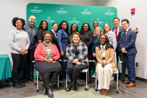 Leaders from the USF Institute for School-Community Partnerships, Hillsborough County Public Schools, and the local community at the unveiling of University-Assisted Community Schools launch event.