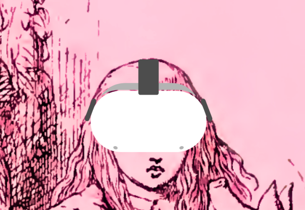 Alice wearing a virtual reality headset.