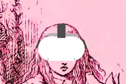 Alice wearing a virtual reality headset.