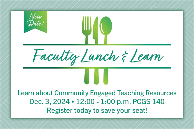 iconic image of utensils; Faculty Lunch & Learn; December 3, 2024 • 12:00 - 1:00 p.m. PCGS 140