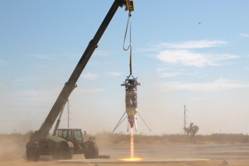 The USF invention was integrated onto a rocket-powered lander for a flight that simulated a lunar landing