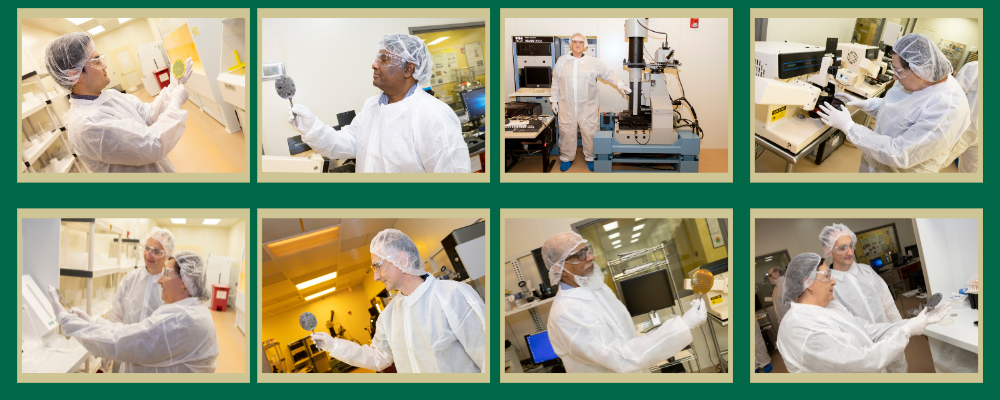 USF engineering professors collage of photos in lab